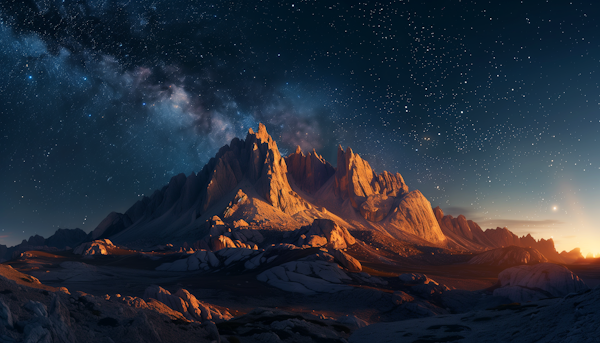 Majestic Mountain Range Under Starry Sky