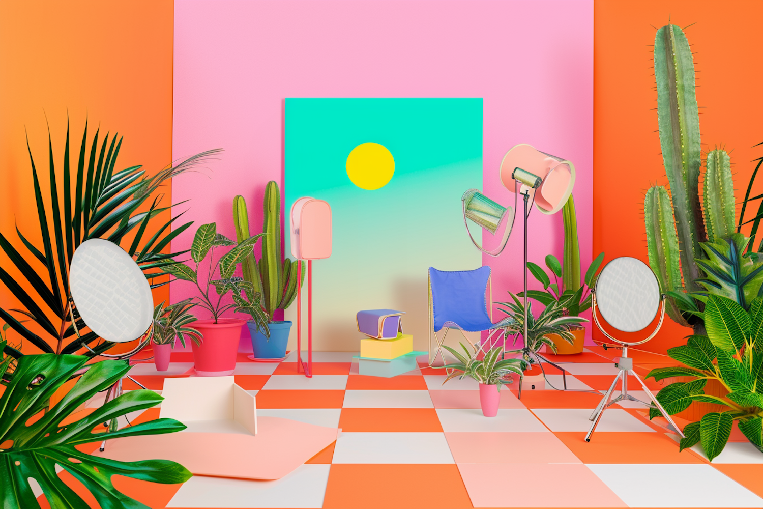 Vibrant Surreal Indoor Oasis