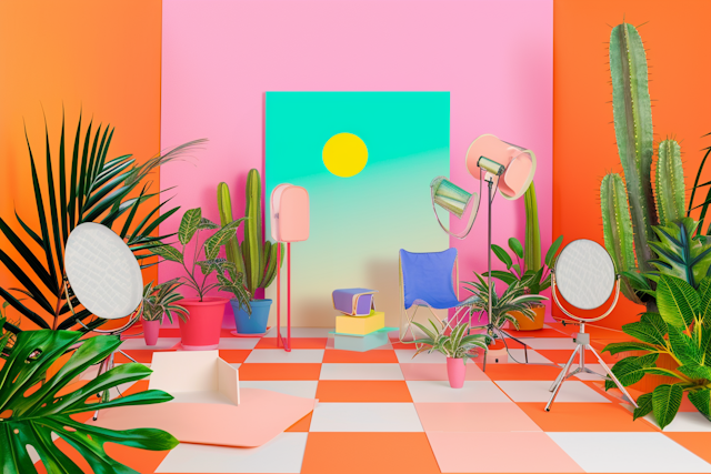 Vibrant Surreal Indoor Oasis