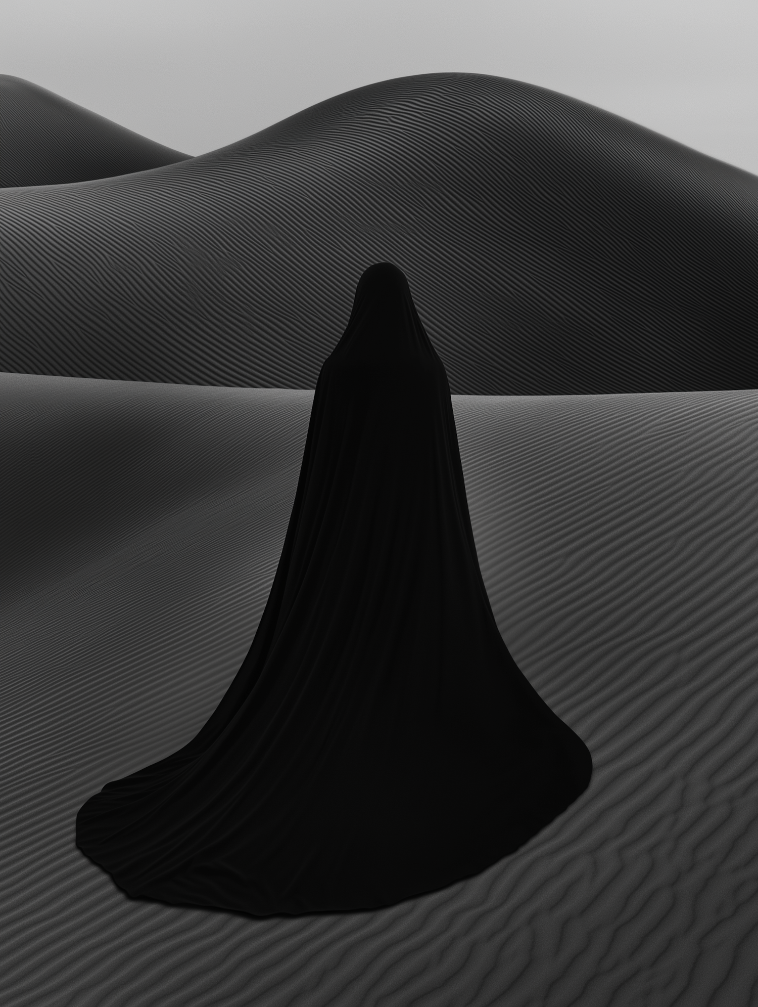 Solitary Figure in Sand Dunes