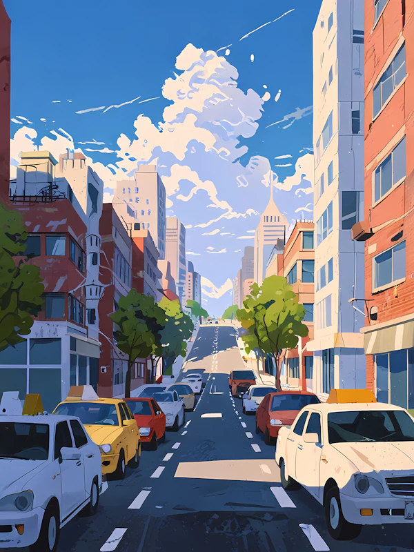 Vibrant Urban Street Scene