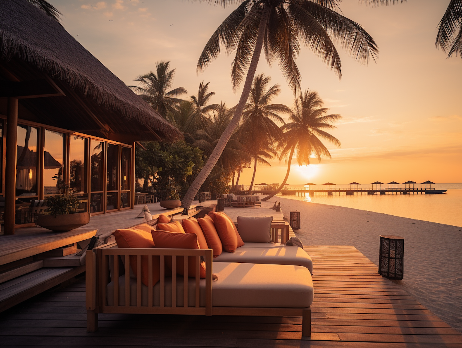 Sunset Serenity at the Tropical Beachfront Lounge