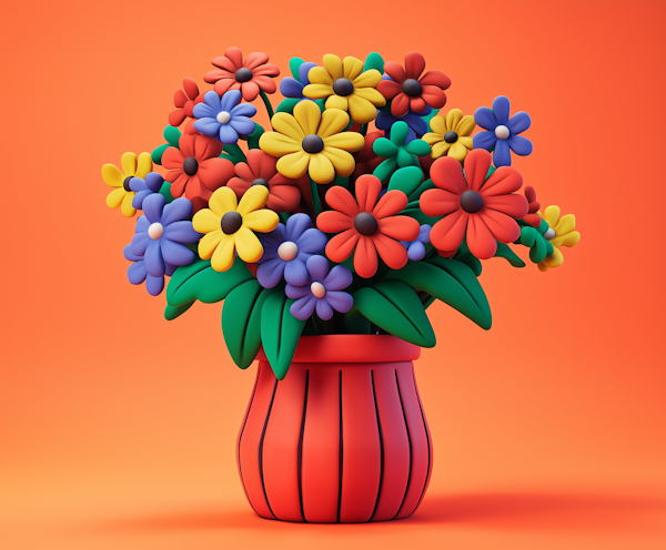 Cartoonish 3D Flower Bouquet