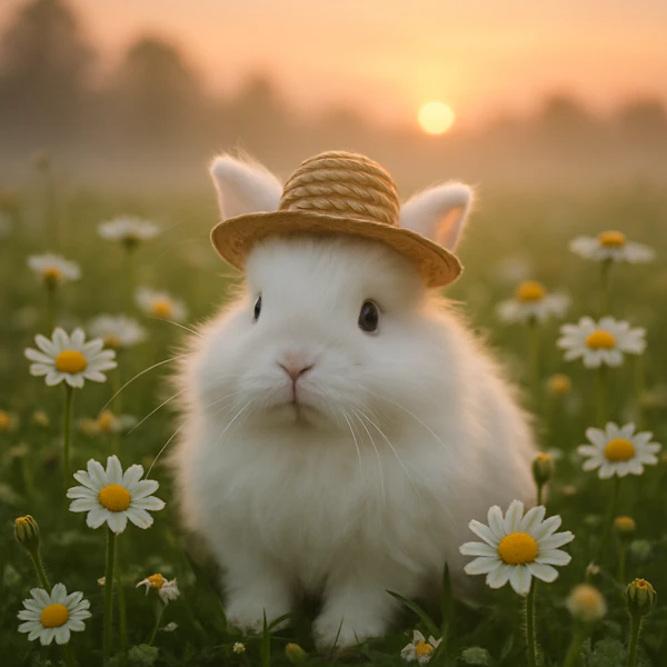 Rabbit in Daisy Field