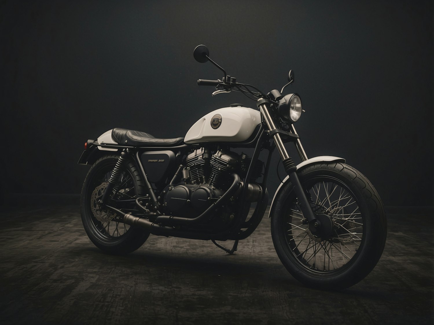 Classic Motorcycle Against Dark Background