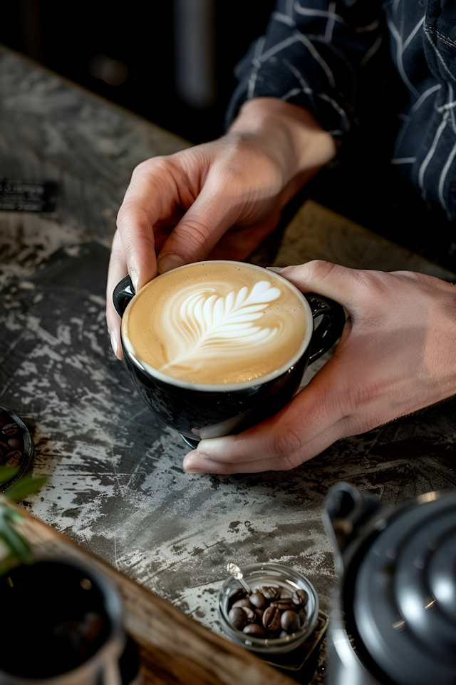 Close-up of Hands Holding Coffee Cup