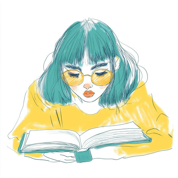 Stylized Illustration of a Person Reading