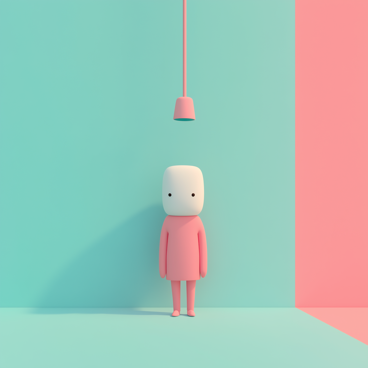 Minimalist Androgynous Character in Bicolor Room