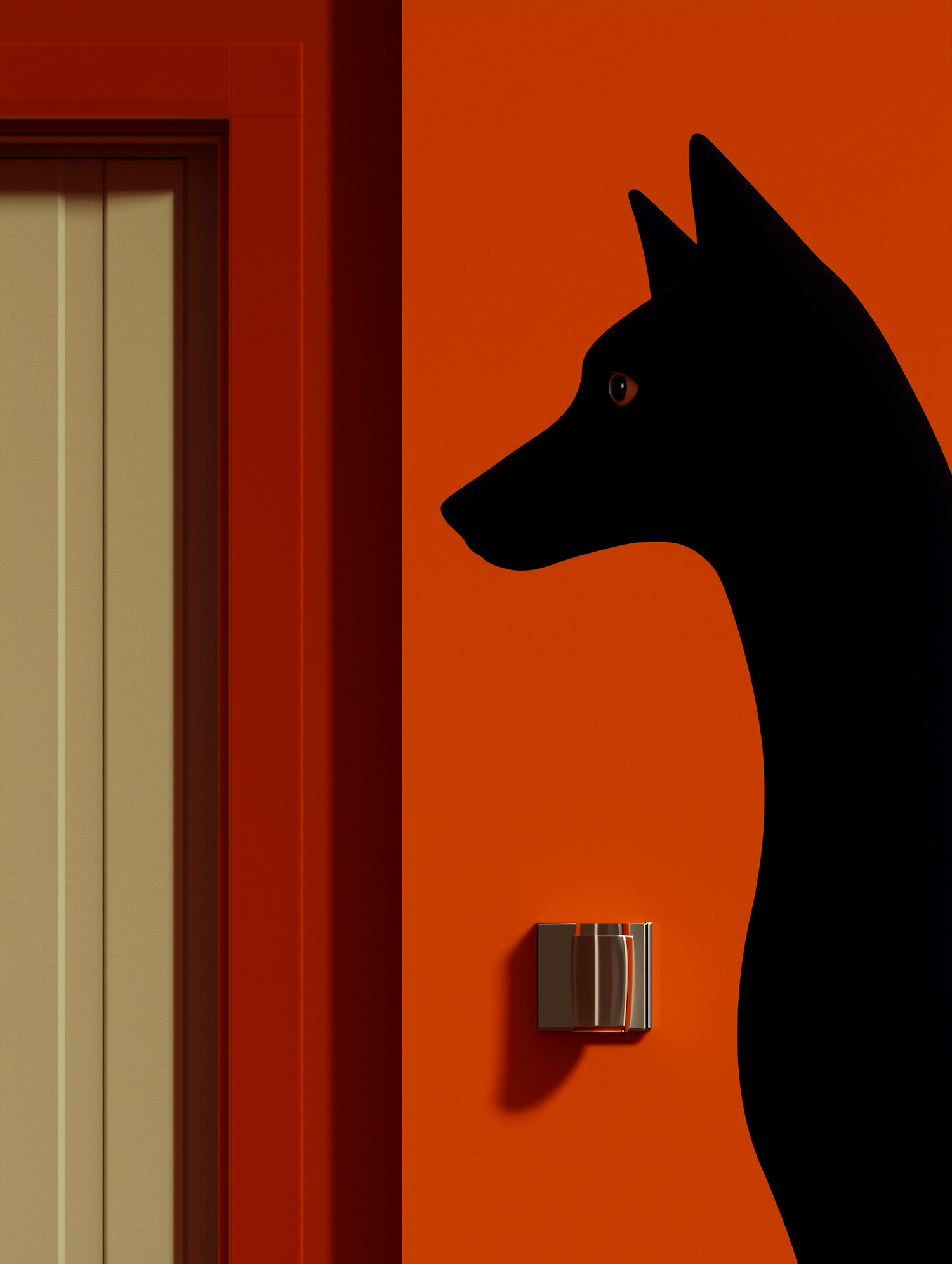 Silhouette of Dog Against Orange Background