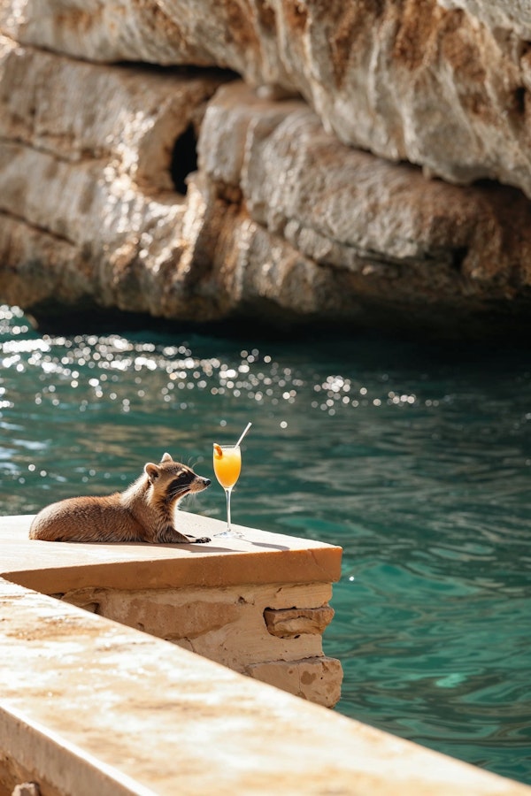 Raccoon's Seaside Cocktail Getaway