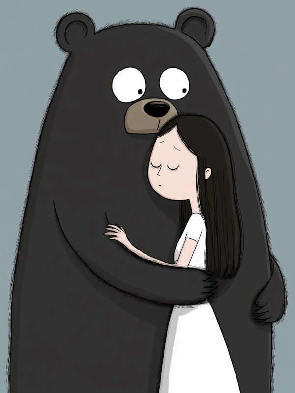 Bear and Girl Embrace