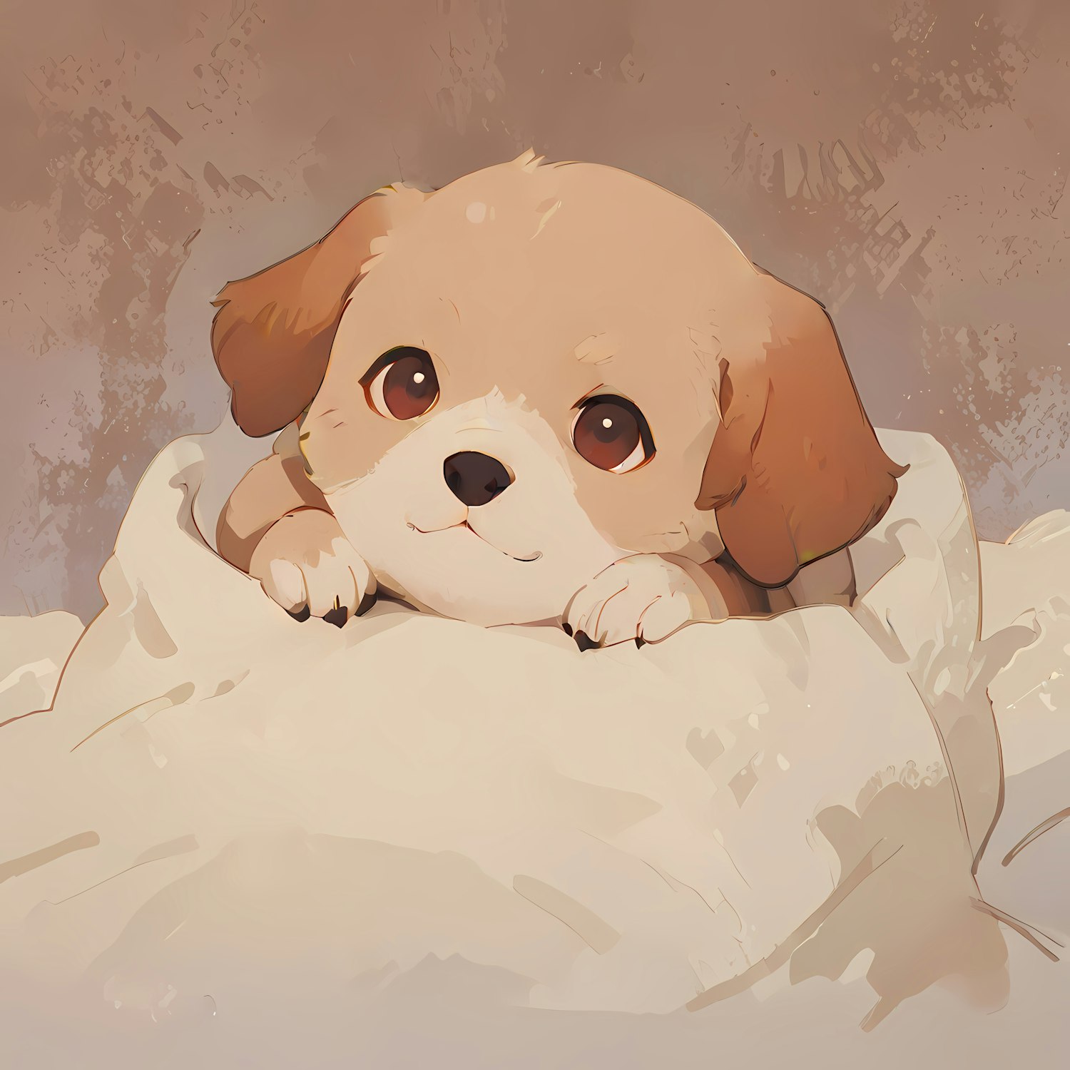 Adorable Puppy in Cozy Blanket