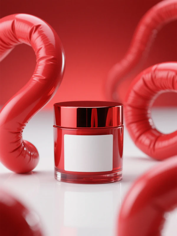 Red Cosmetic Jar Display