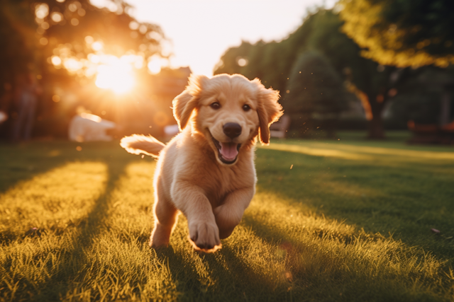 Sunlit Jubilance: The Golden Retriever Puppy