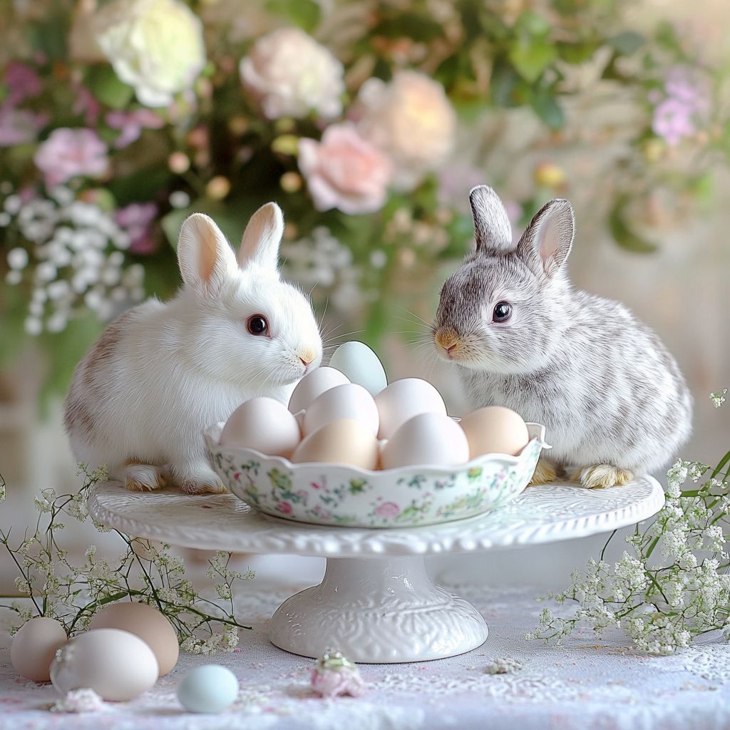 Rabbits and Pastel Eggs Photo on Lummi