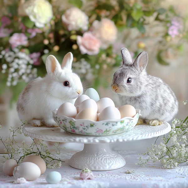 Rabbits and Pastel Eggs