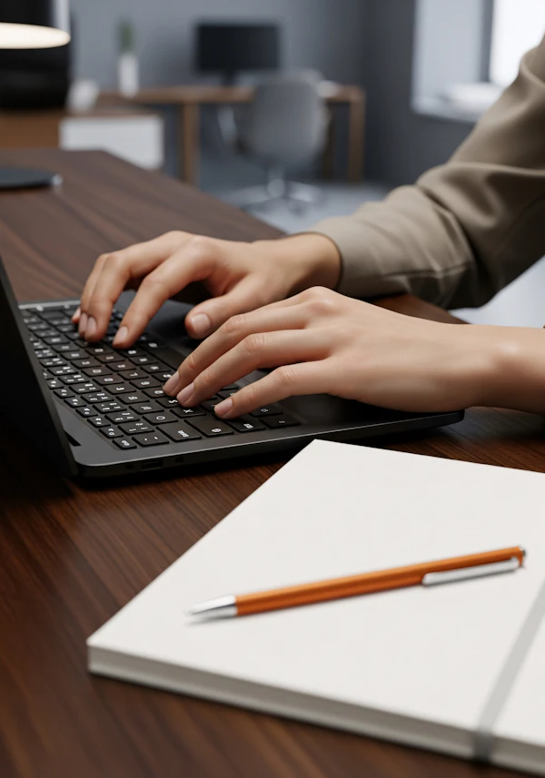 Typing on Laptop