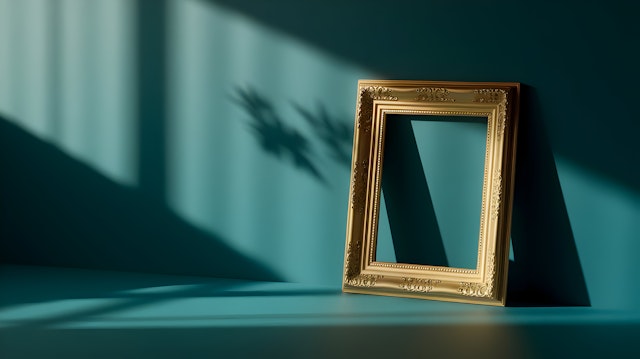 Golden Frame on Teal Wall