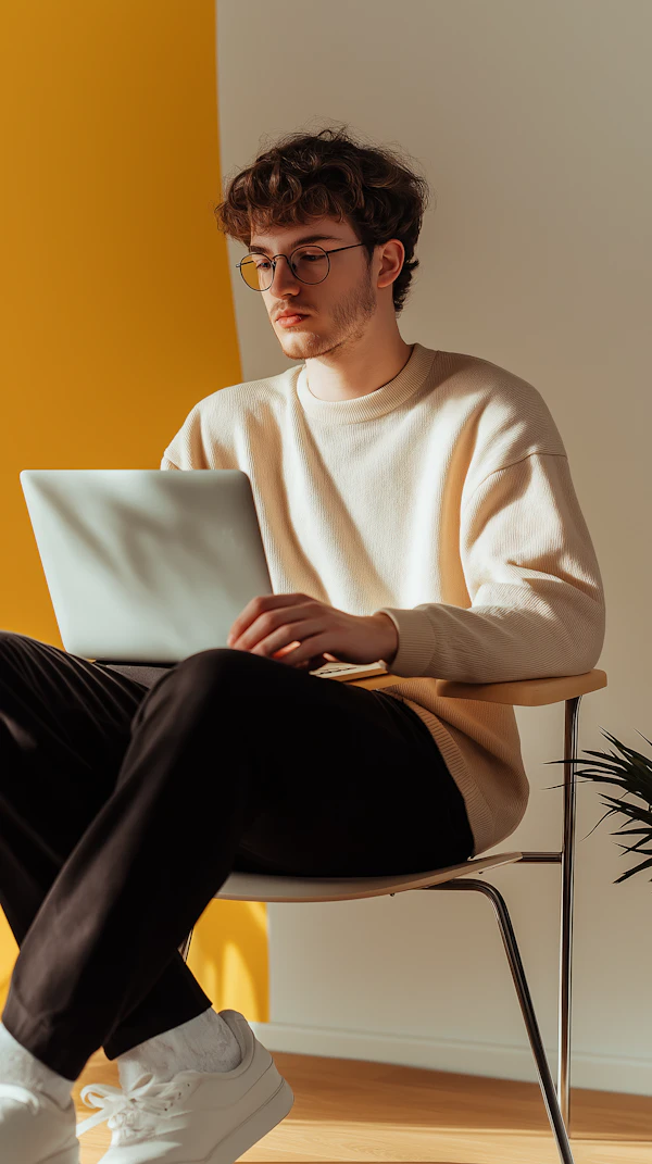 Man Working on Laptop