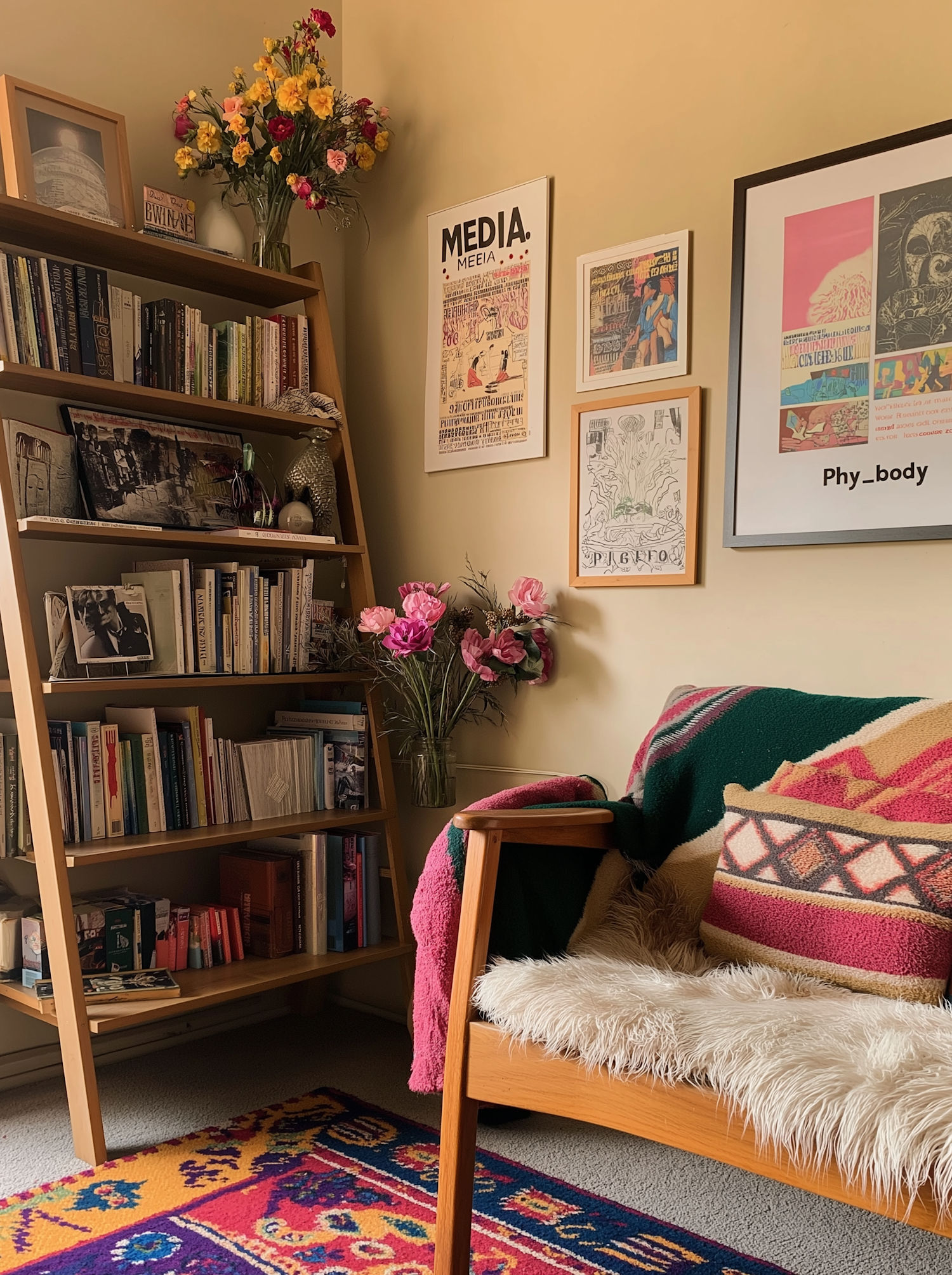 Cozy Interior with Bookshelf