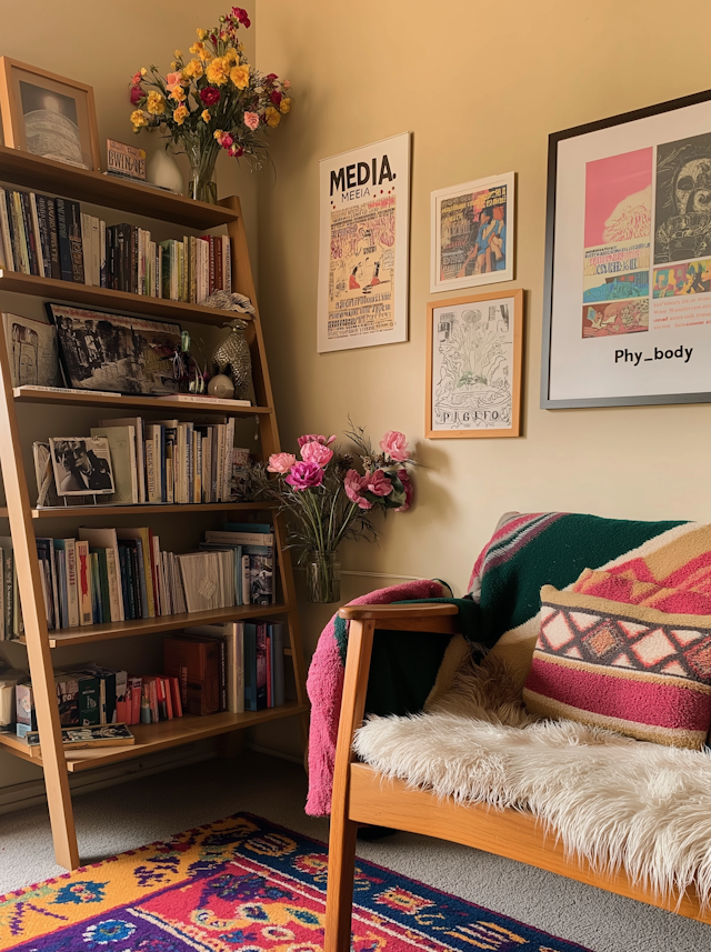 Cozy Interior with Bookshelf