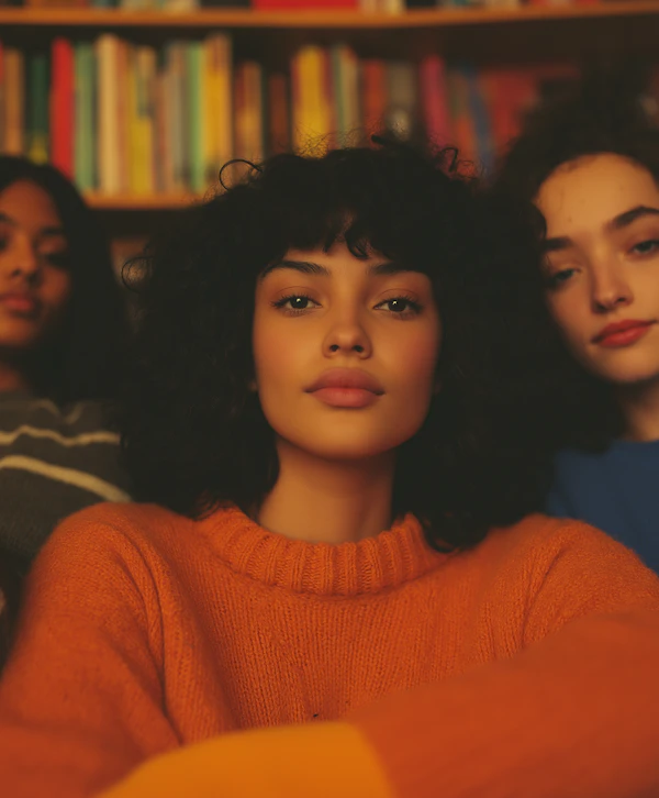 Central Figure in Orange Sweater
