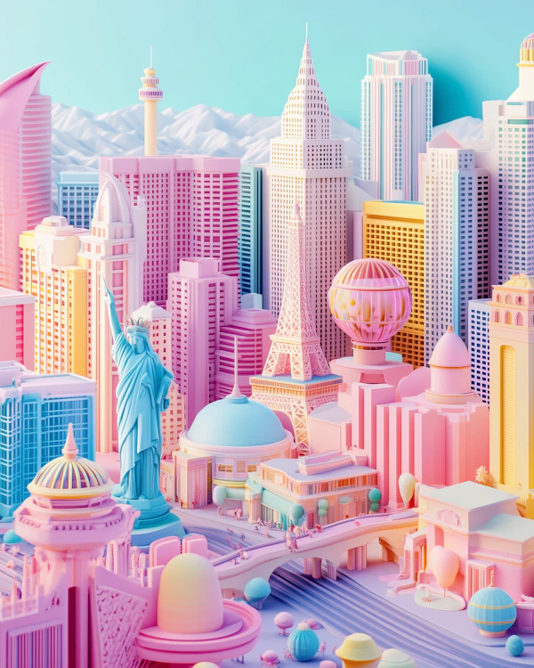 Surreal Pastel Cityscape