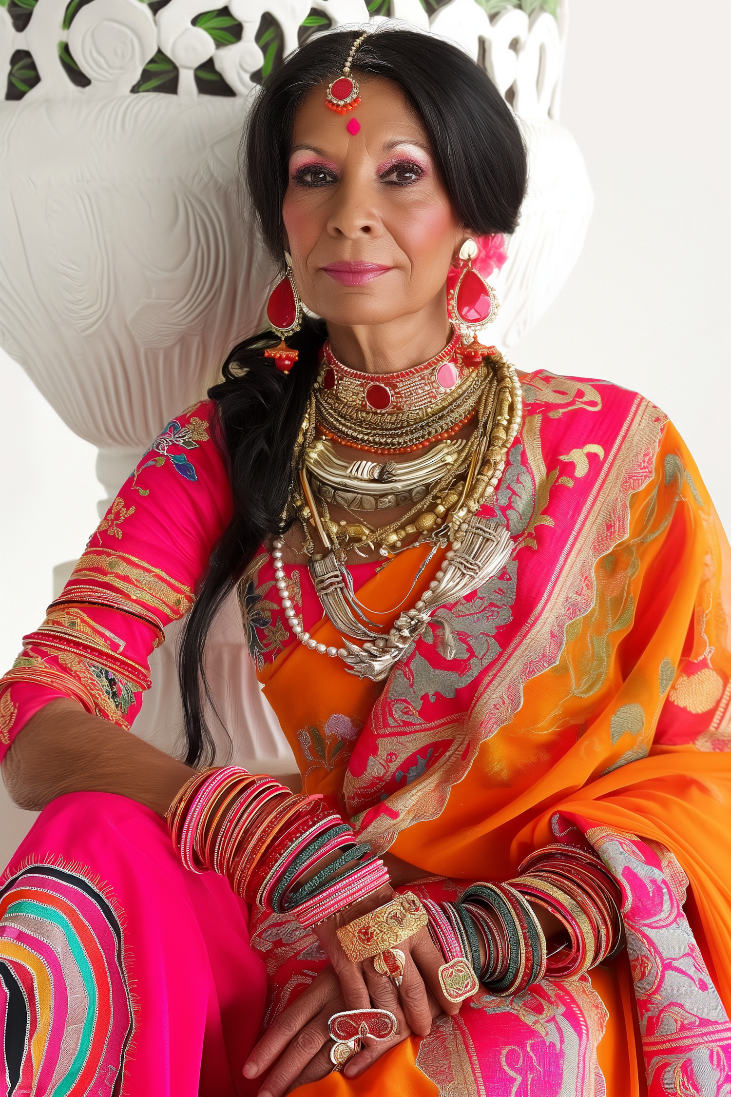 Elegant woman in traditional South Asian attire