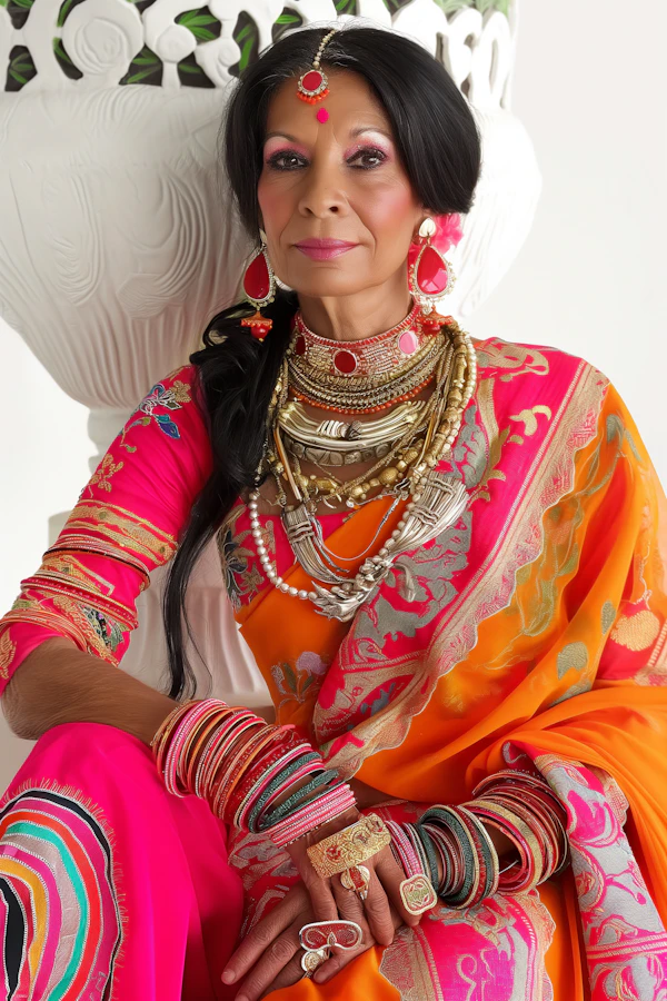 Elegant woman in traditional South Asian attire