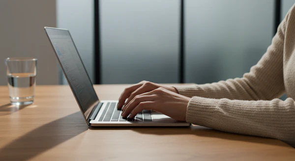Typing on Laptop