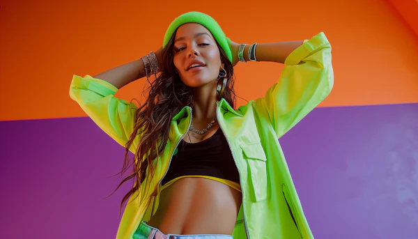 Stylish Woman with Colorful Background
