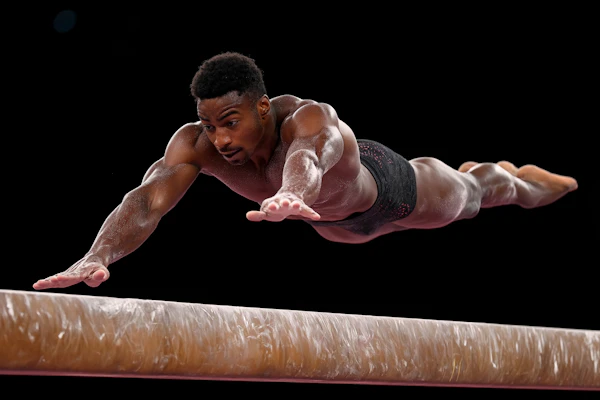 Gymnast Mid-Performance