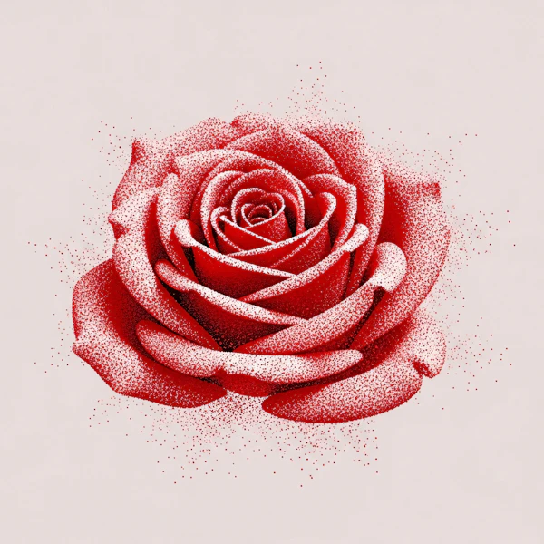 Stippling Red Rose