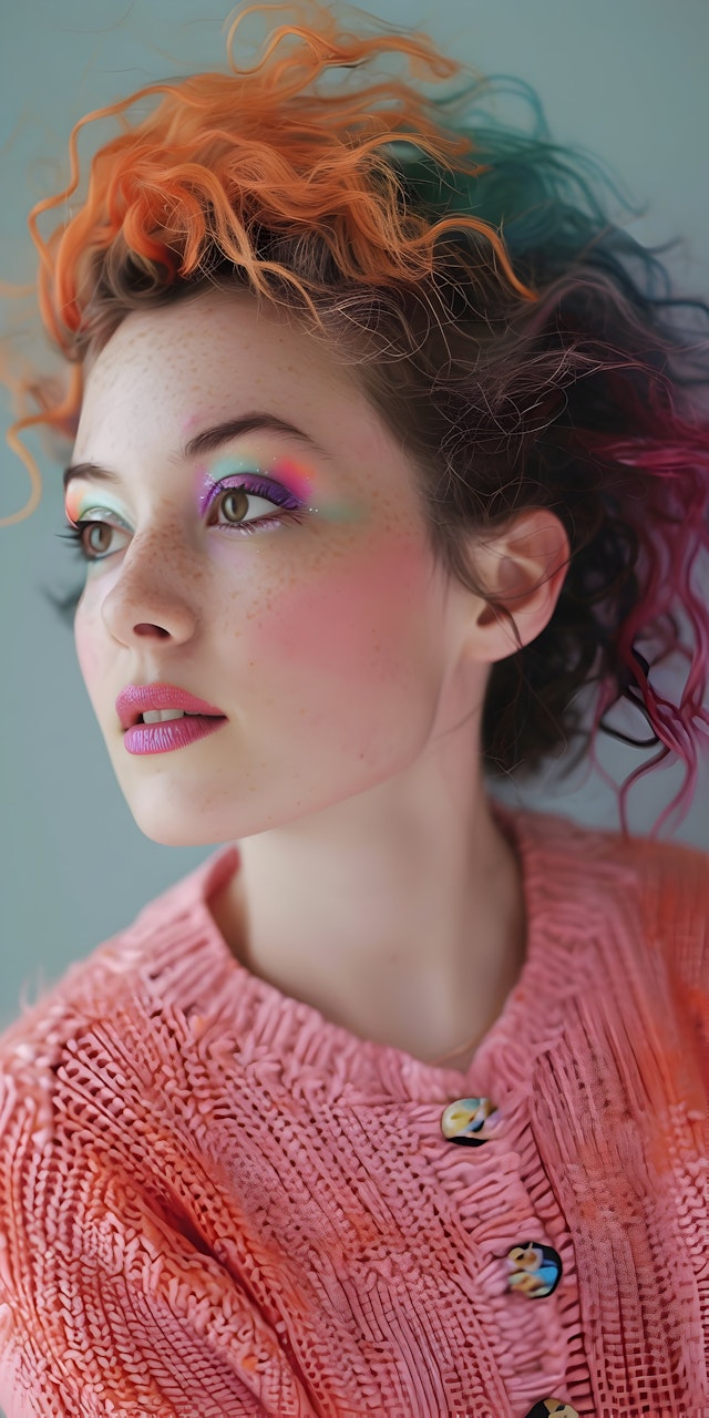 Vibrant Multicolored Hair Portrait