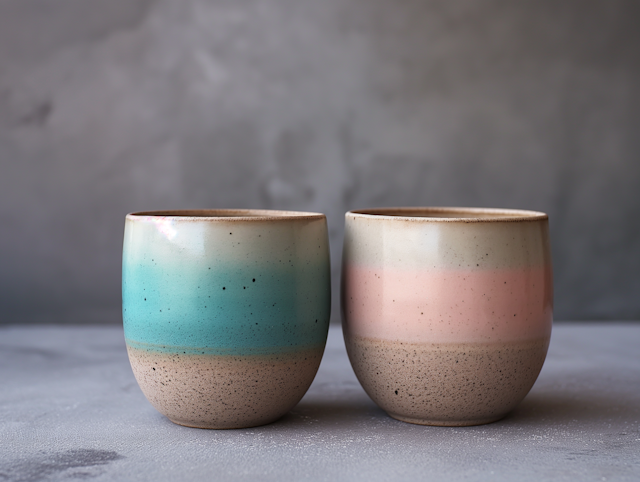 Artisanal Speckled Ceramic Cups in Pastel Tones