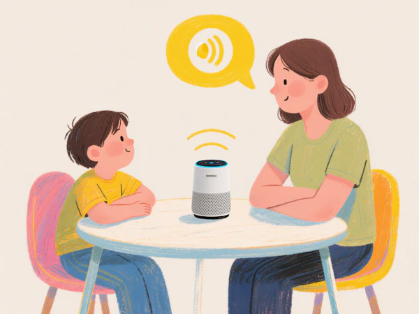 Woman and Child with Speaker