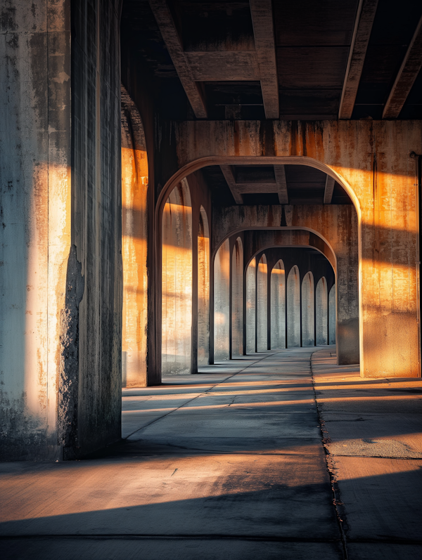 Symmetrical Concrete Arches and Light Play