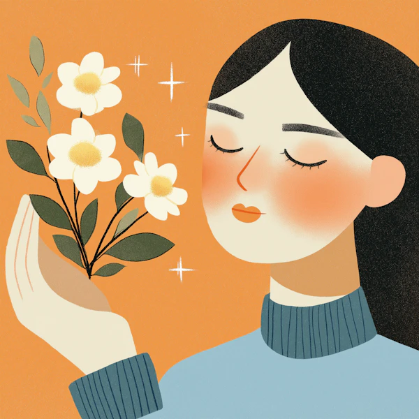 Serene Contemplation with Flowers