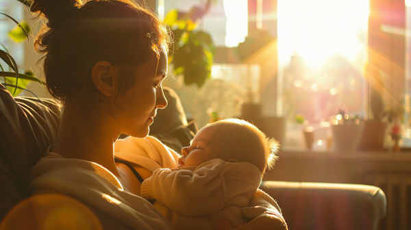 Mother and Infant in Golden Hour