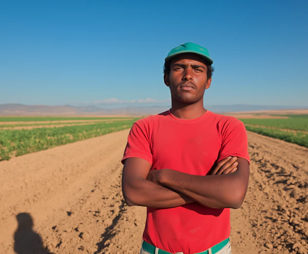 Man in Field with Crops