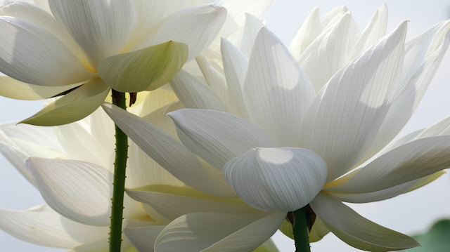 White Lotus Flowers in Bloom