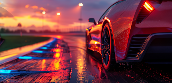 Rain-Kissed Sports Car at Twilight