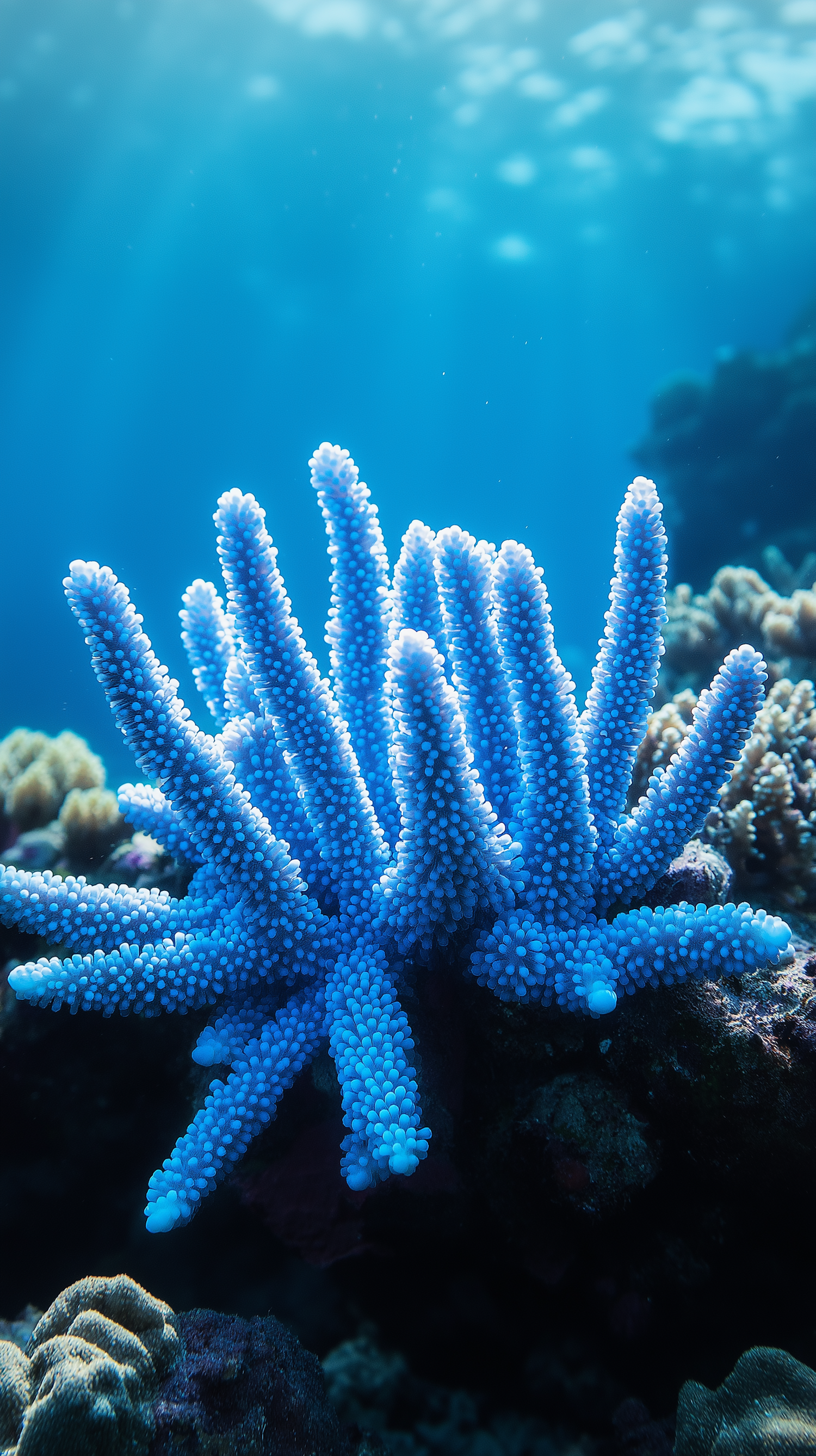 Vivid Blue Coral Underwater Scene