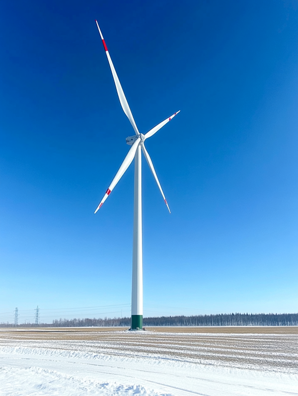 Wind Turbine in Snowy Landscape