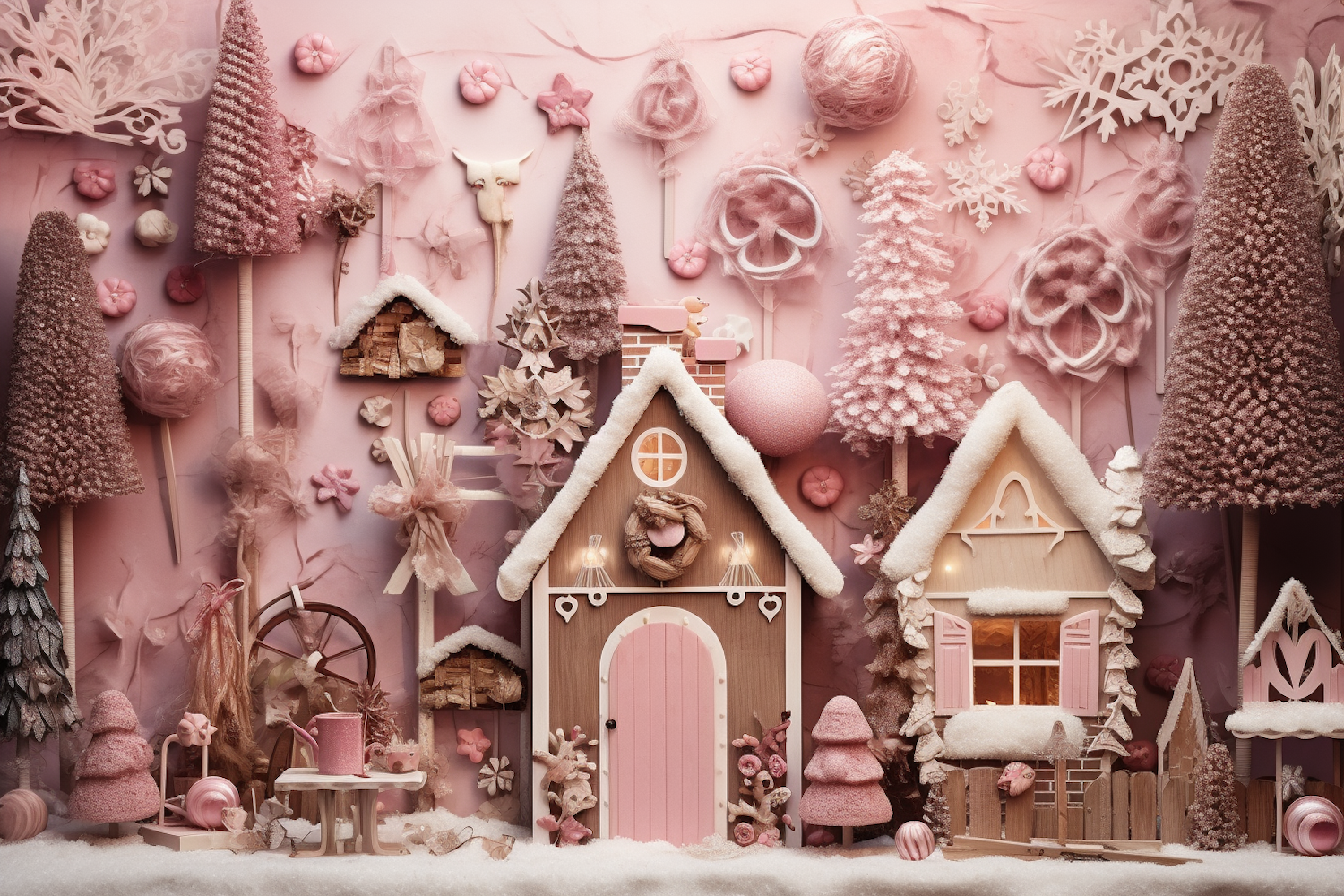 Enchanted Pink Winter Village