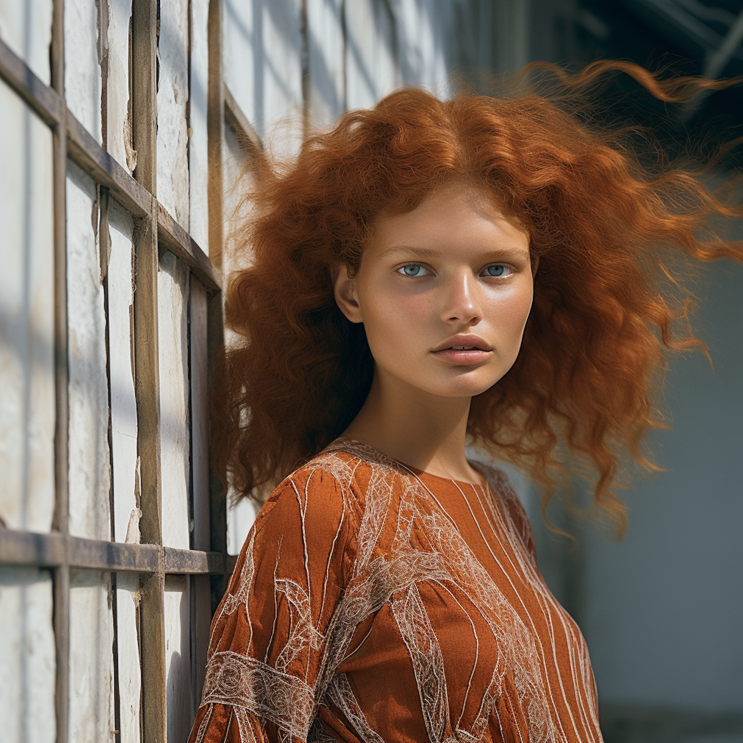 Portrait of a Woman with Red Curly Hair