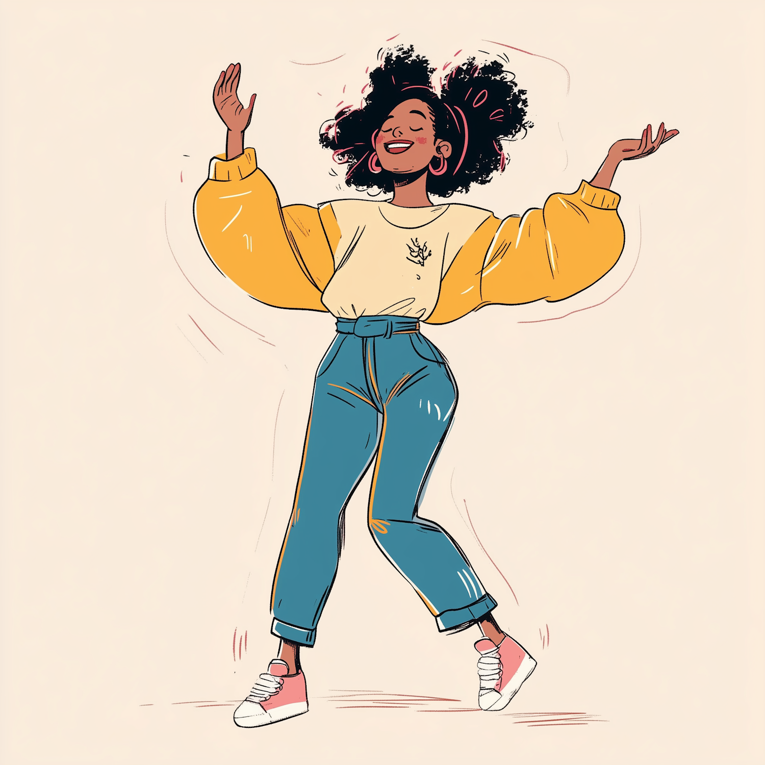 Joyful Woman Dancing Illustration