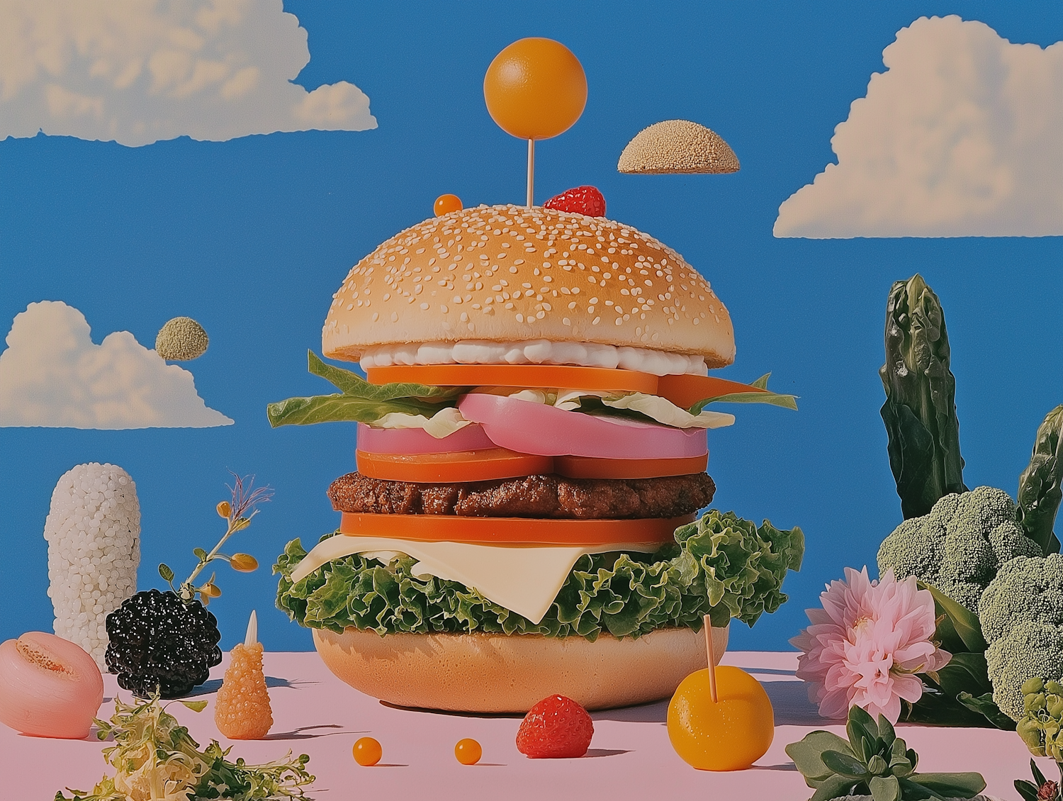 Colorful Surreal Burger Composition