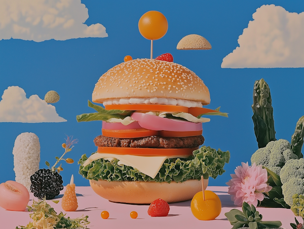 Colorful Surreal Burger Composition