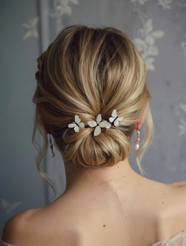 Elegant Updo with Butterfly Hairpins